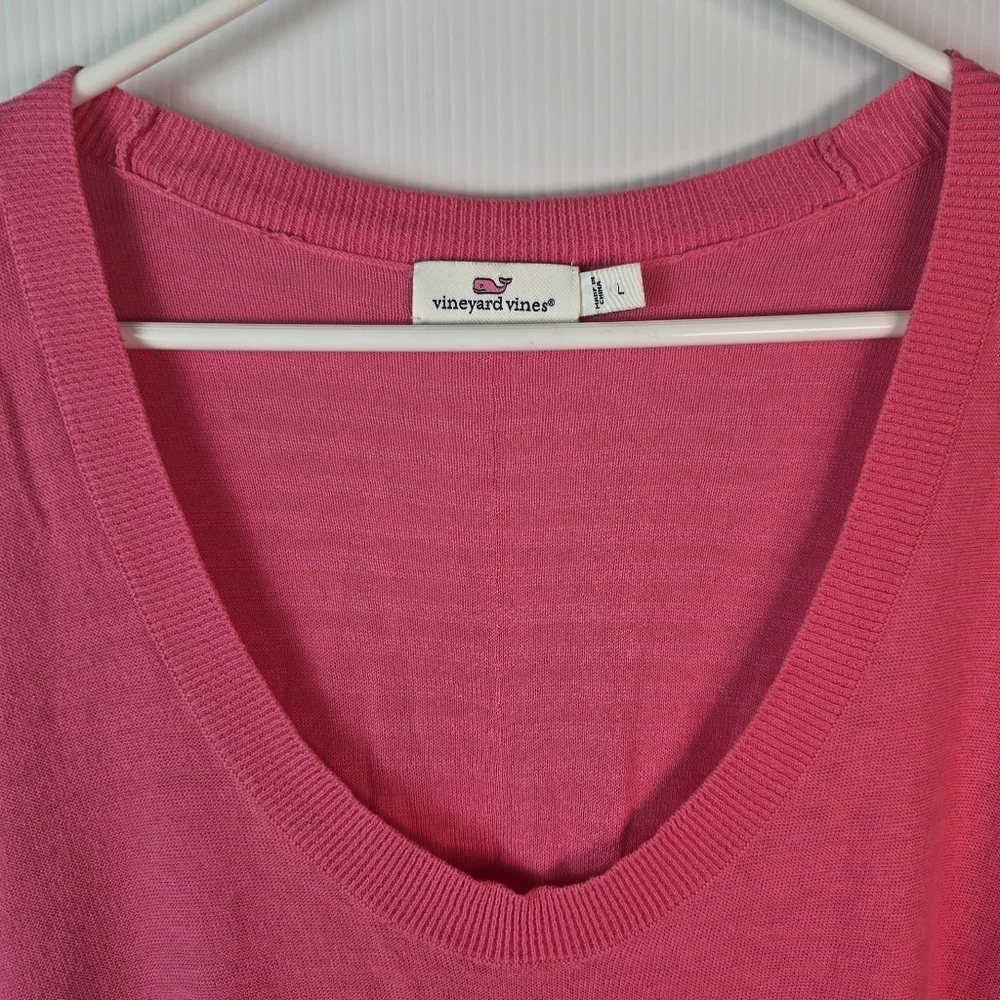 Vineyard Vines Sweater Womens Long Sleeve Scoop Neck Cotton Hot Pink Size L